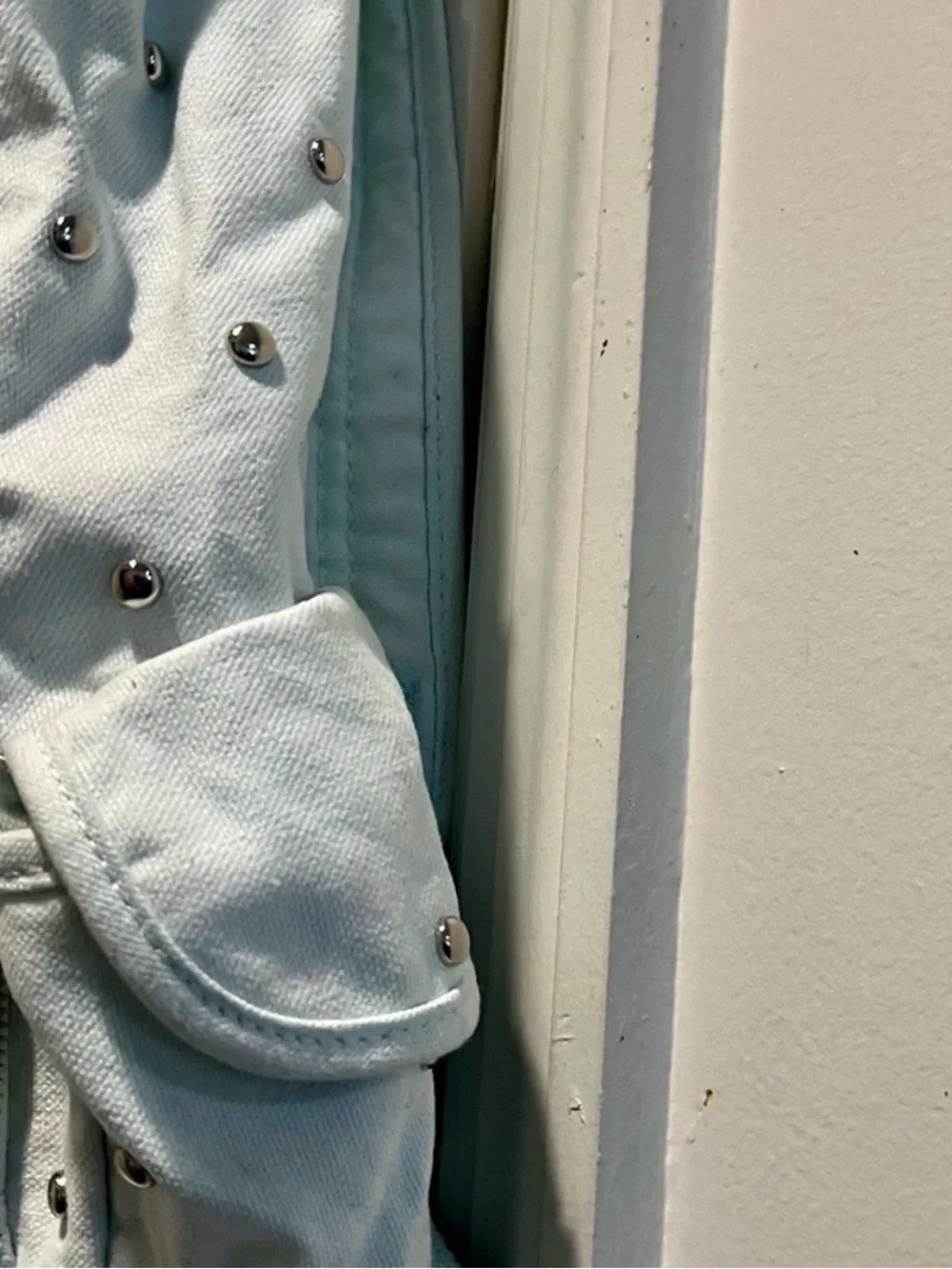 PINK Victoria’s Secret Light Blue Studded Canvas Backpack with Brown Accent